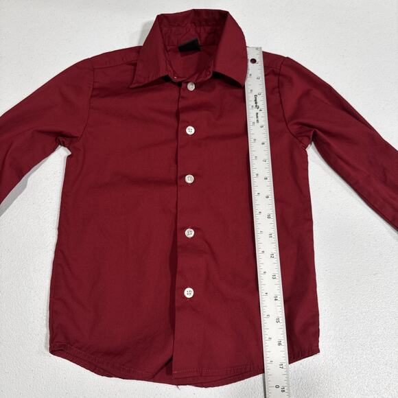 VAN HEUSEN Boys Red Button Up Dress Shirt Long Sleeve Sz 5 Party Formal Holiday - Picture 7 of 8